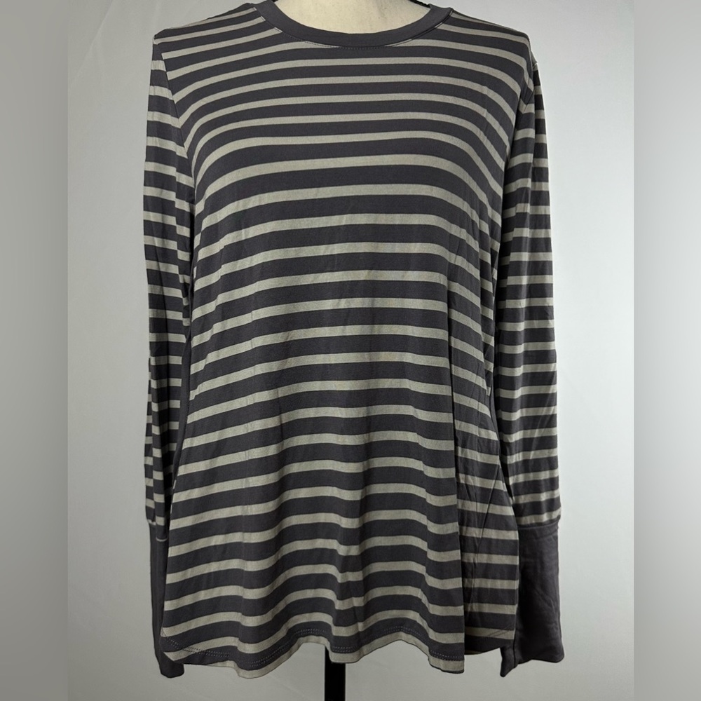 CRUEL DENIM two-toned grey striped long sleeve shirt - size Large